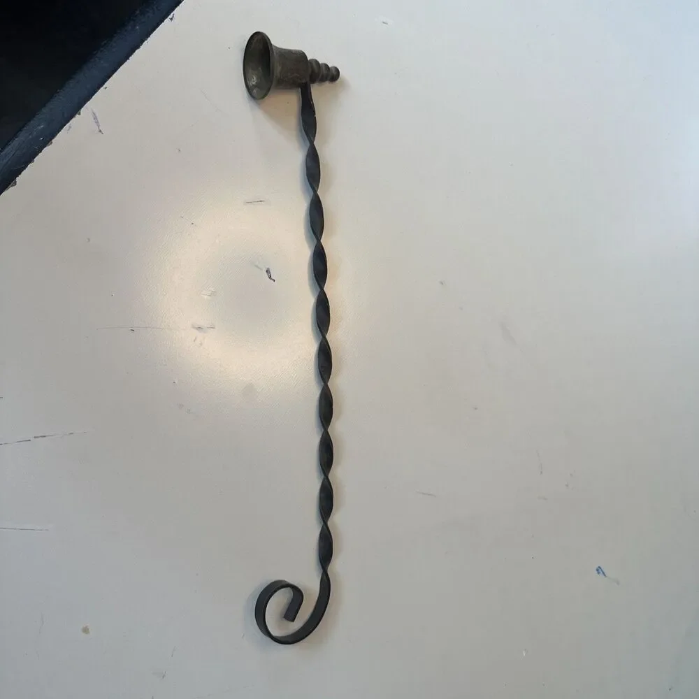 VTG-Brass Candle Snuffer-Scrolled Handle Bell End-Patina Finish Mid Century Decr